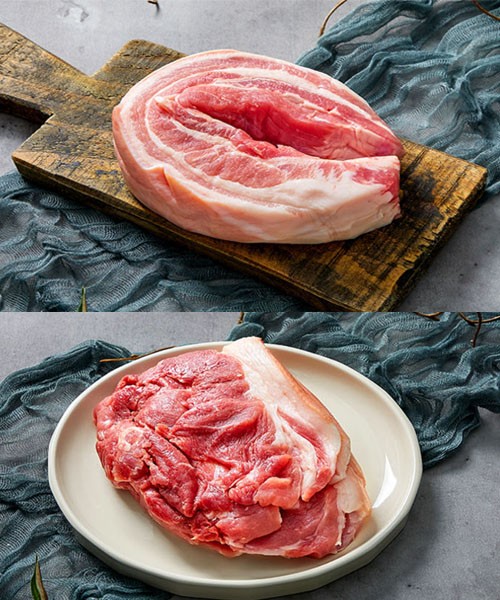 [기획] 전남무안 무항생제 수육용 삼겹&앞다리살세트 1kg(각500g)