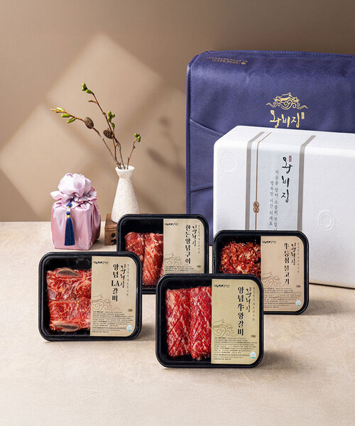 [왕비집] 양념 갈비 선물세트 5호(양념소왕갈비+양념 LA갈비+등심불고기+한돈 양념구이)